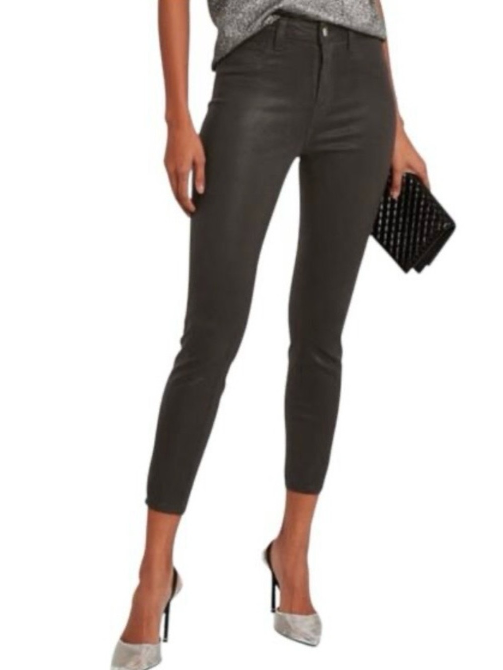 NWT L’Agence Margot High Rise Coated Skinny Jean in Greystone Size 26
